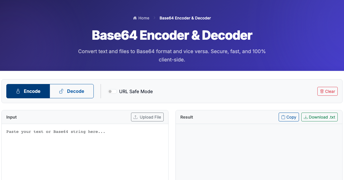 Base64 Encoder & Decoder | CharCount