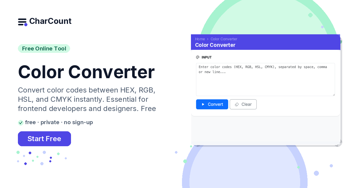 HEX, RGB, HSL Color Converter - CharCount