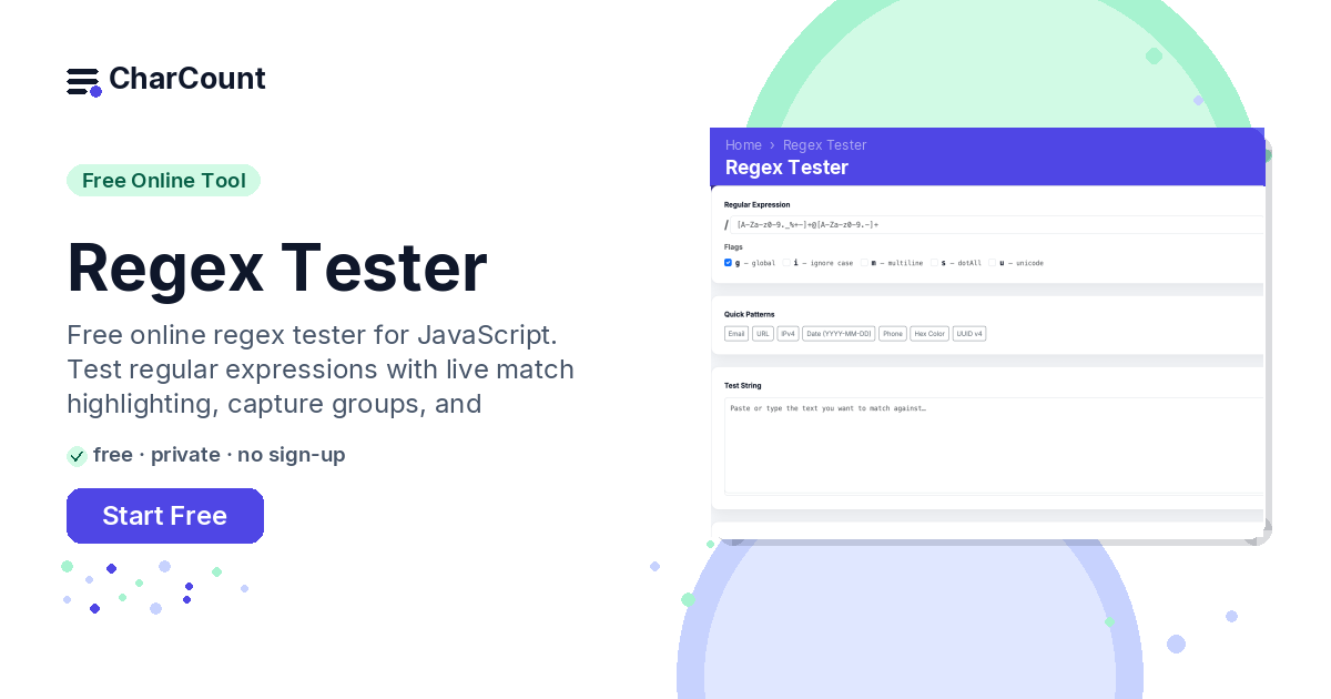Regex Tester – Test Regular Expressions Online | CharCount