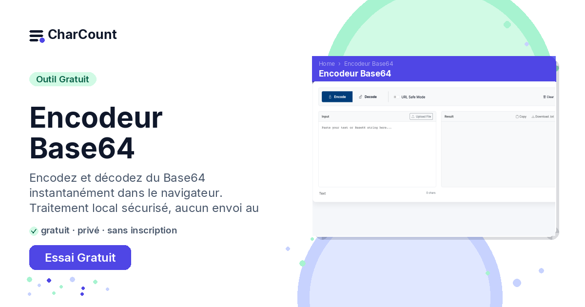 Encodeur et Décodeur Base64 | CharCount